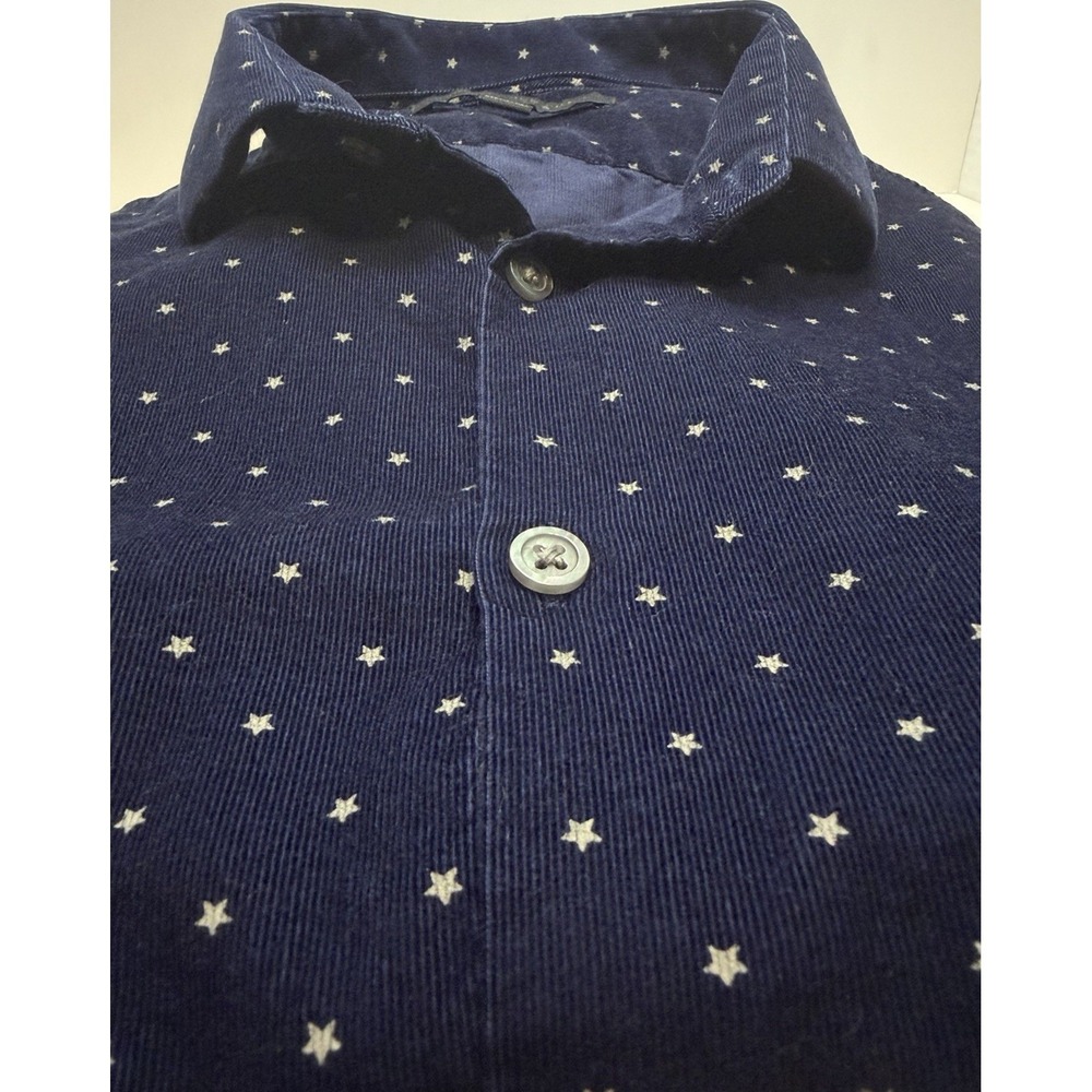John Varvatos U.S.A. Long Sleeve Button Up Shirt Mens S Blue White Star Pattern - Picture 10 of 16